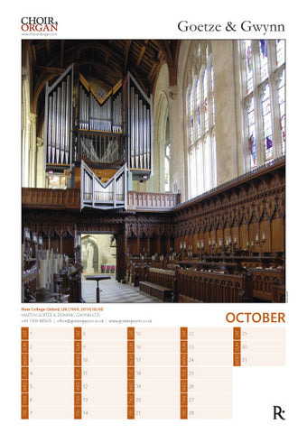 Choir & Organ Calendar 2016